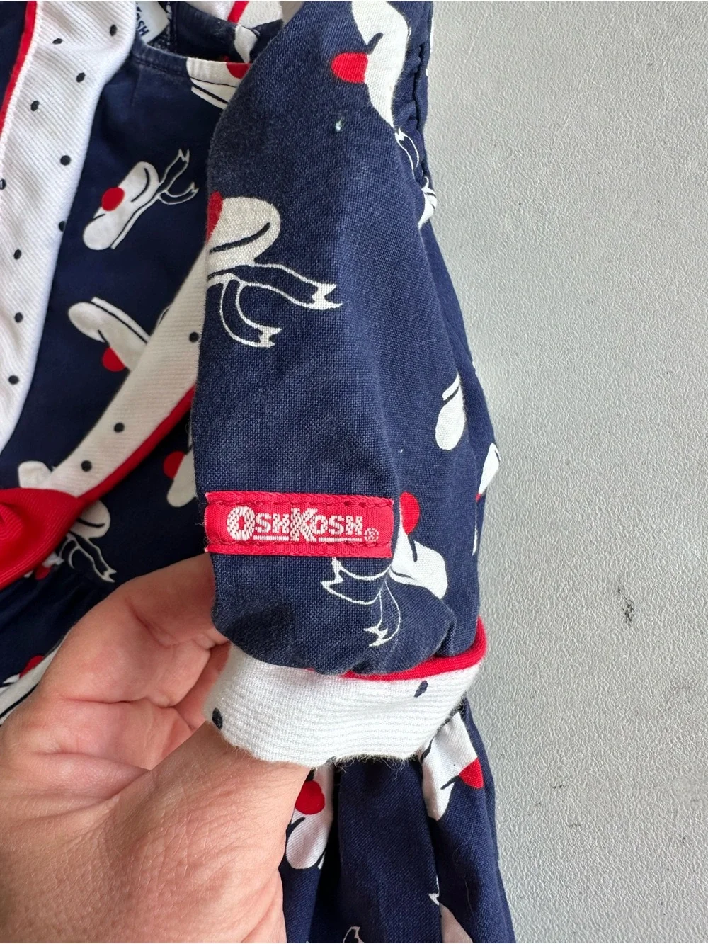 Vintage OshKosh Sailor Beret Hat Girls Dress 3T USA Red White Blue Cotton Bow